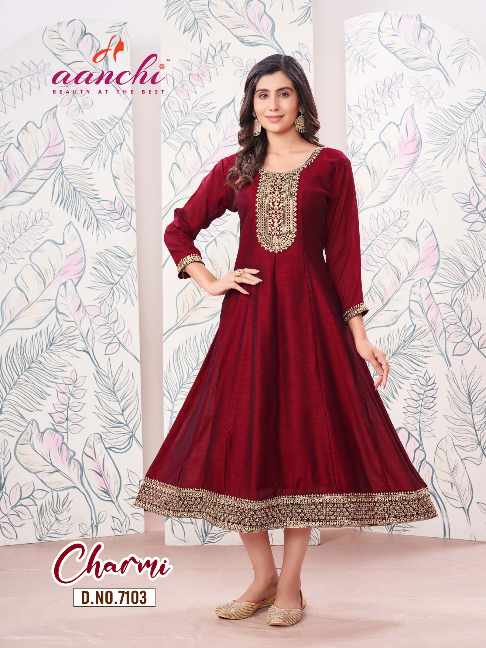 Charmi By Aanchi Vichitra Embroidered Anarkali Kurtis Wholesale Market In Surat
